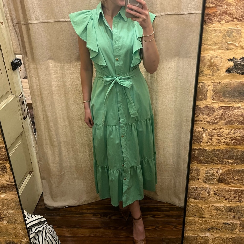 Green Ruffled Maxi Dress - Picture 1 of 1